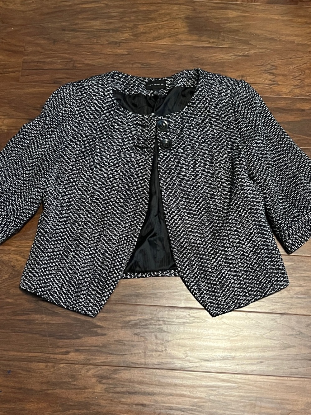 The Limited Black & White Tweed Cropped Blazer